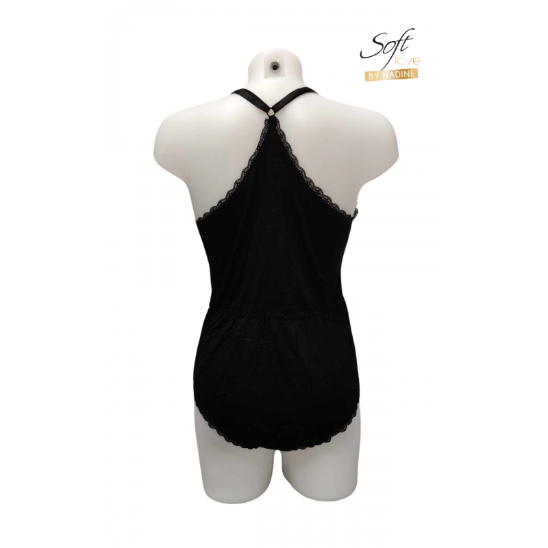 Body Noir Élégant avec Dentelle et Dos Nageur