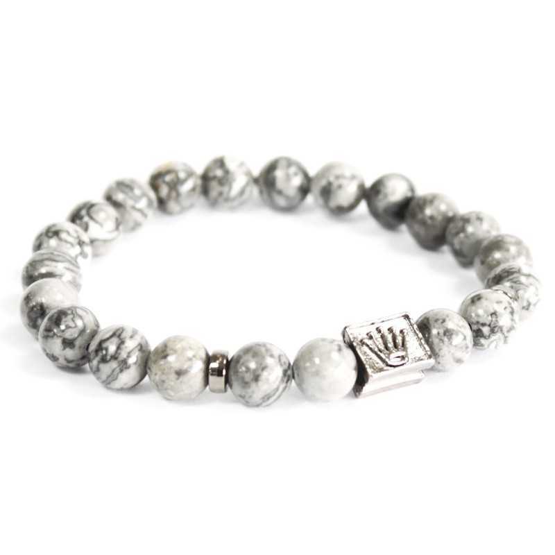 Bracelet en pierres naturelles Boho-Chic - Lingot / Agate Grise
