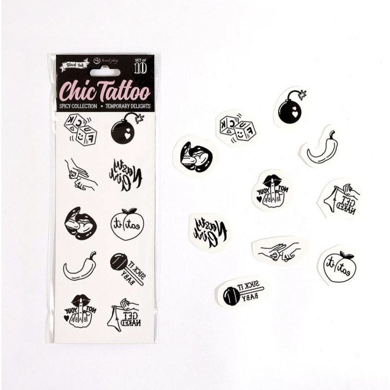 10 Tatouages temporaires - Spicy Collection
