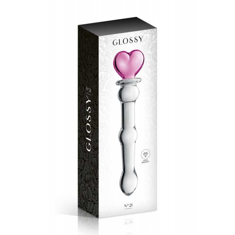 Dildo en Verre Girly - Stimulation 3 Boules et Cœur Rose