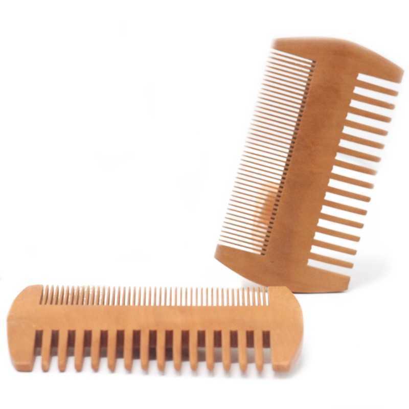 Peigne barbe double face en bois naturel - Soin barbe
