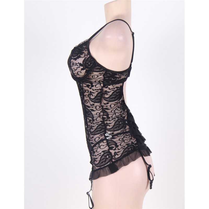 Guêpière noire en dentelle - Élégance et sensualité raffinée