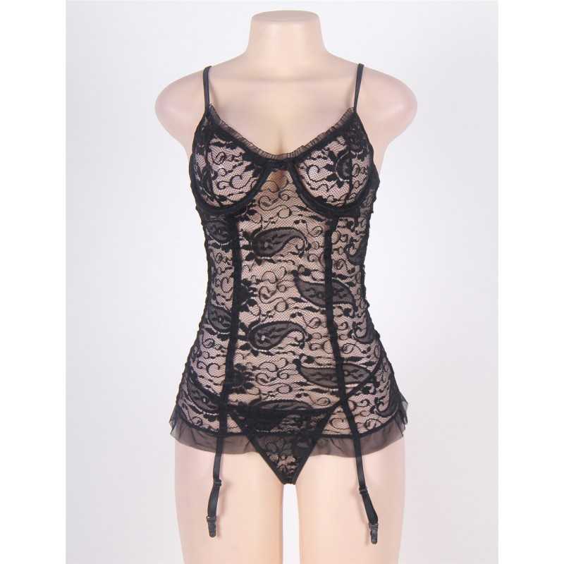 Guêpière noire en dentelle - Élégance et sensualité raffinée