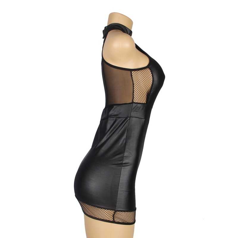 Robe Sexy Antinea - Élégance et Séduction en Tissu Effet Cuir
