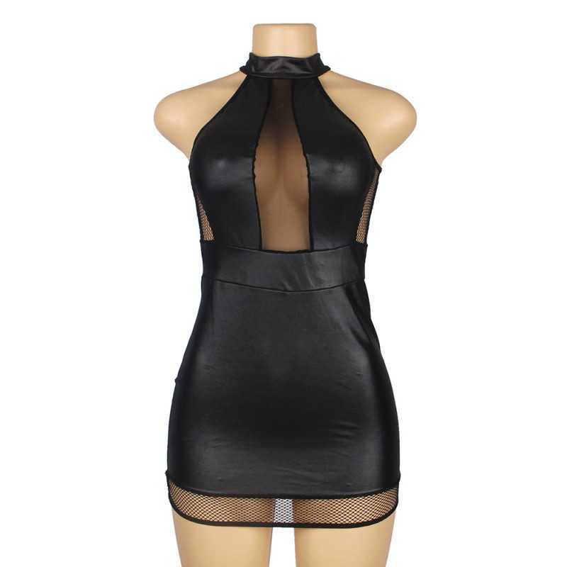 Robe Sexy Antinea - Élégance et Séduction en Tissu Effet Cuir
