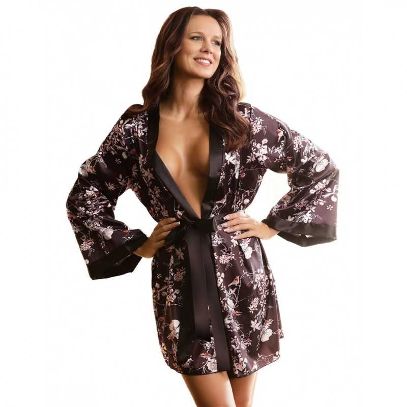 Peignoir Sandra – Élégance et Confort en Satin Floral