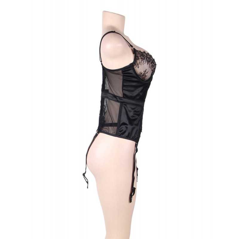 Bustier noir dentelle avec jarretelles – Lingerie sexy chic