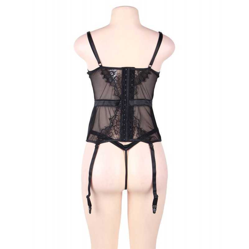 Bustier noir dentelle avec jarretelles – Lingerie sexy chic