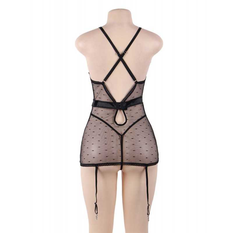 Guêpière noire dentelle & tulle – Lingerie sexy raffinée