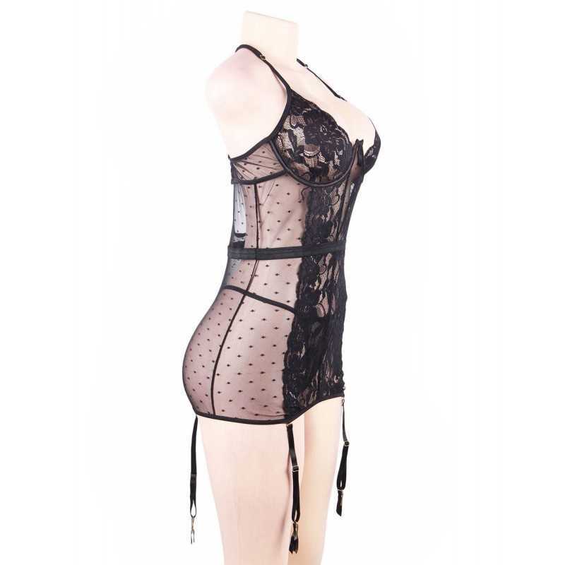 Nuisette noire dentelle avec armatures – Lingerie élégante