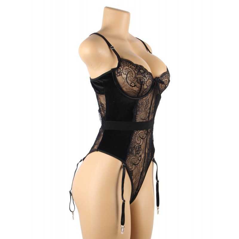 Body velours & dentelle – Jarretelles et armatures élégantes