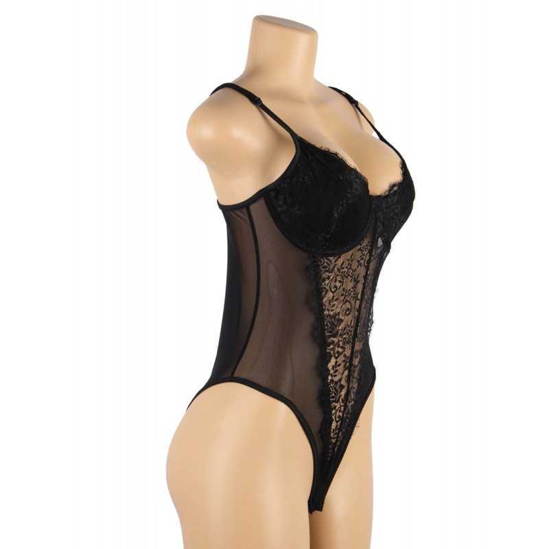 Body noir Sadiya – Dentelle élégante & coupe gainante