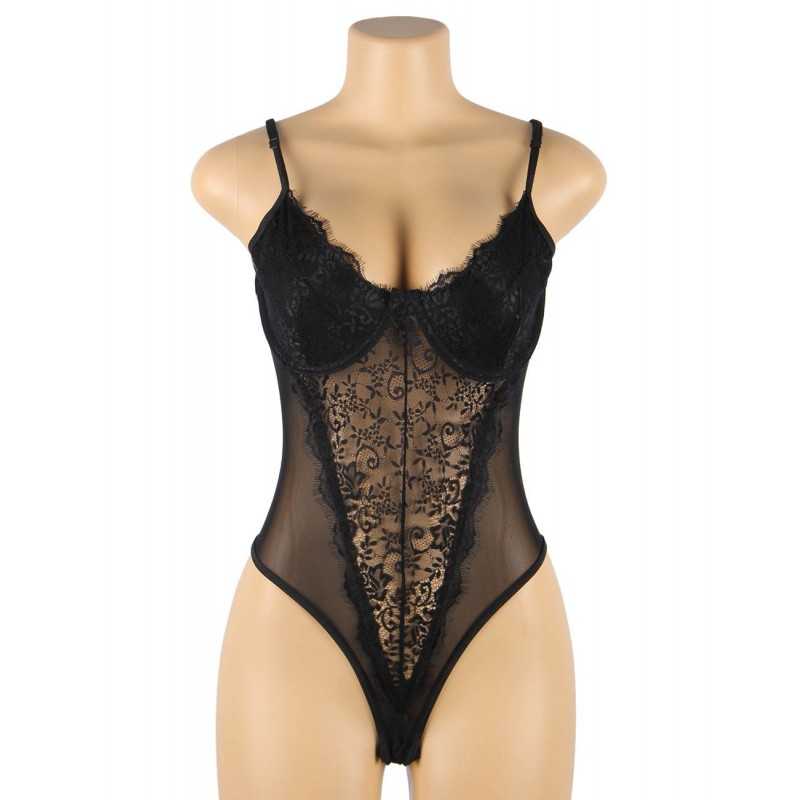 Body noir Sadiya – Dentelle élégante & coupe gainante