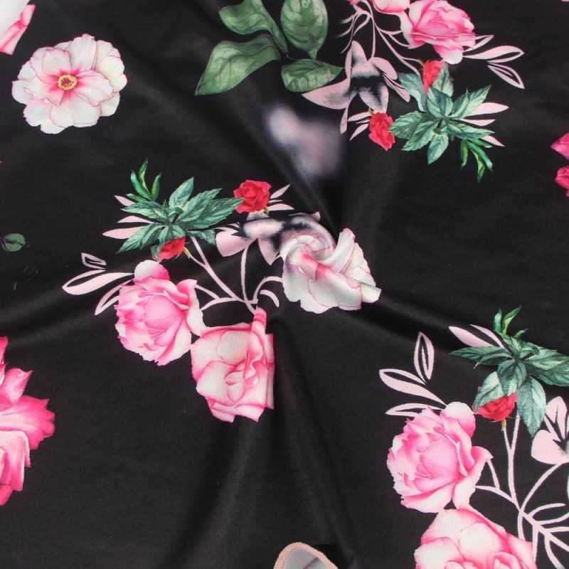 Nuisette fleurie sans armatures – Satin doux & dentelle rose