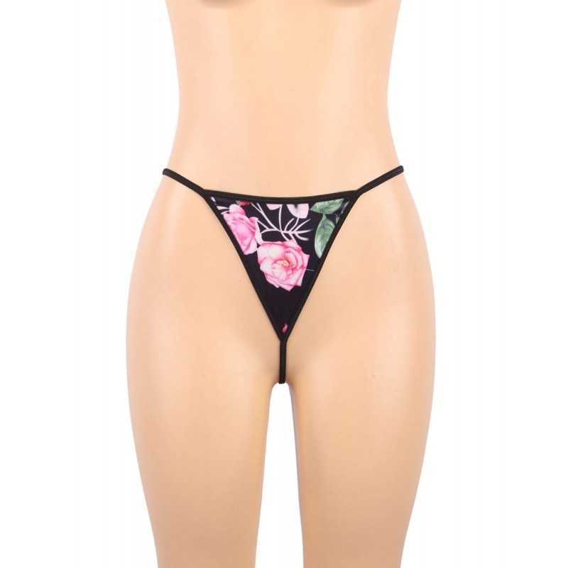 Nuisette fleurie sans armatures – Satin doux & dentelle rose