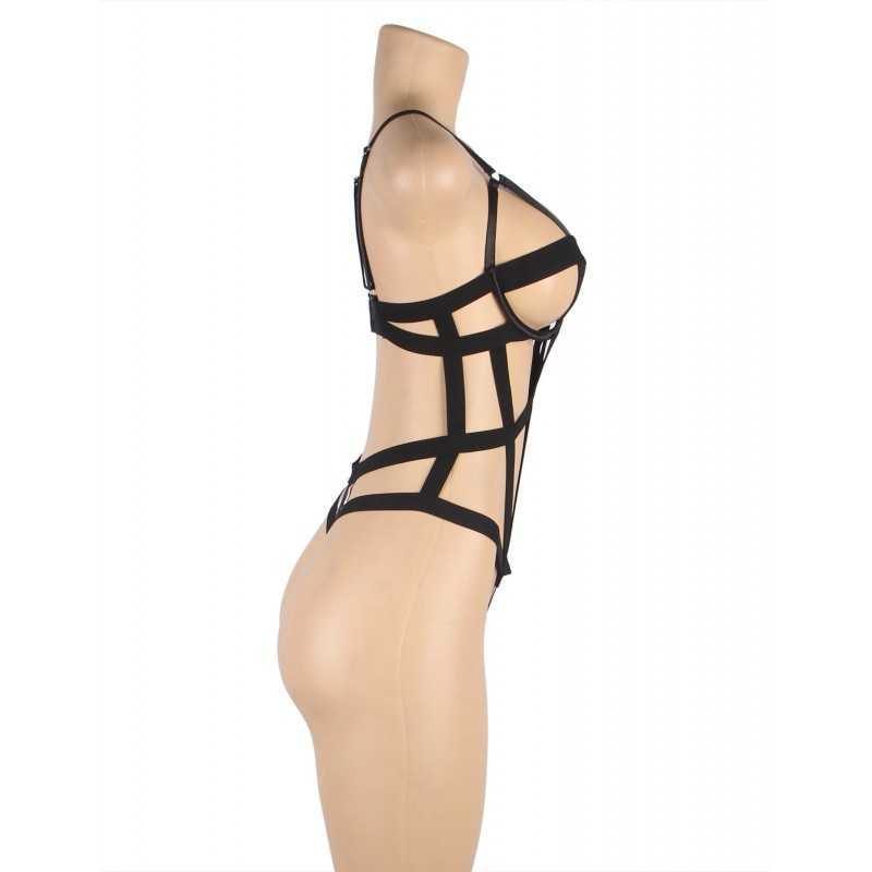 Body noir ouvert Emma – Lingerie sexy et graphique