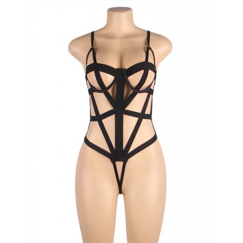 Body noir ouvert Emma – Lingerie sexy et graphique