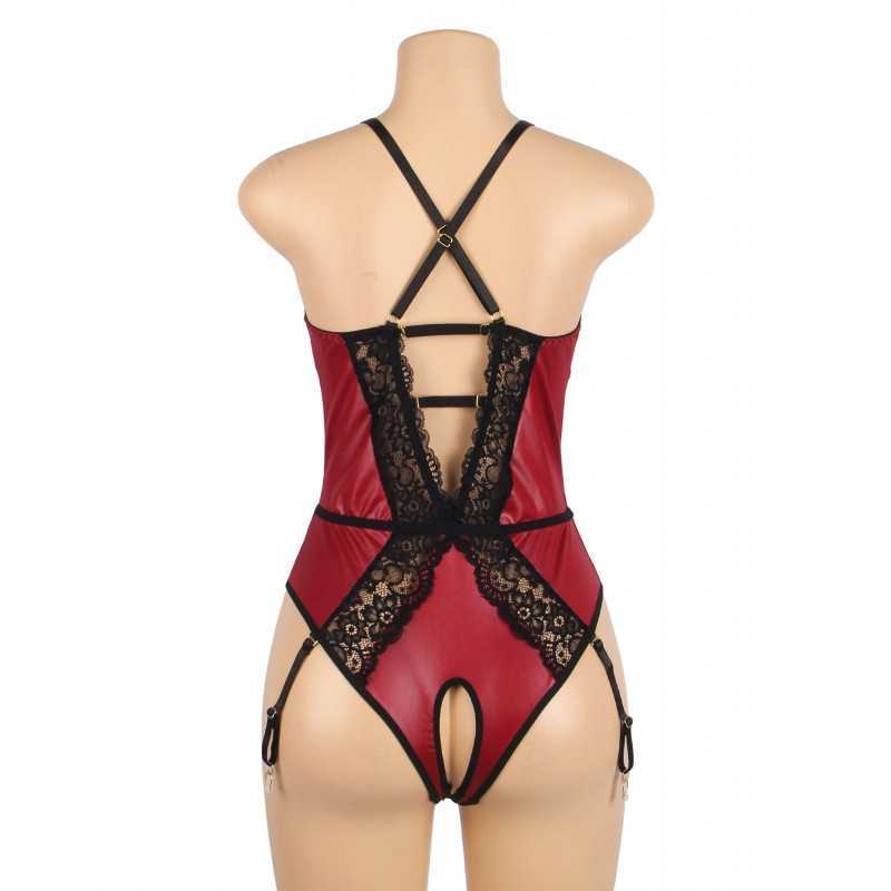 Body simili cuir Talia - Lingerie sexy et dentelle noire