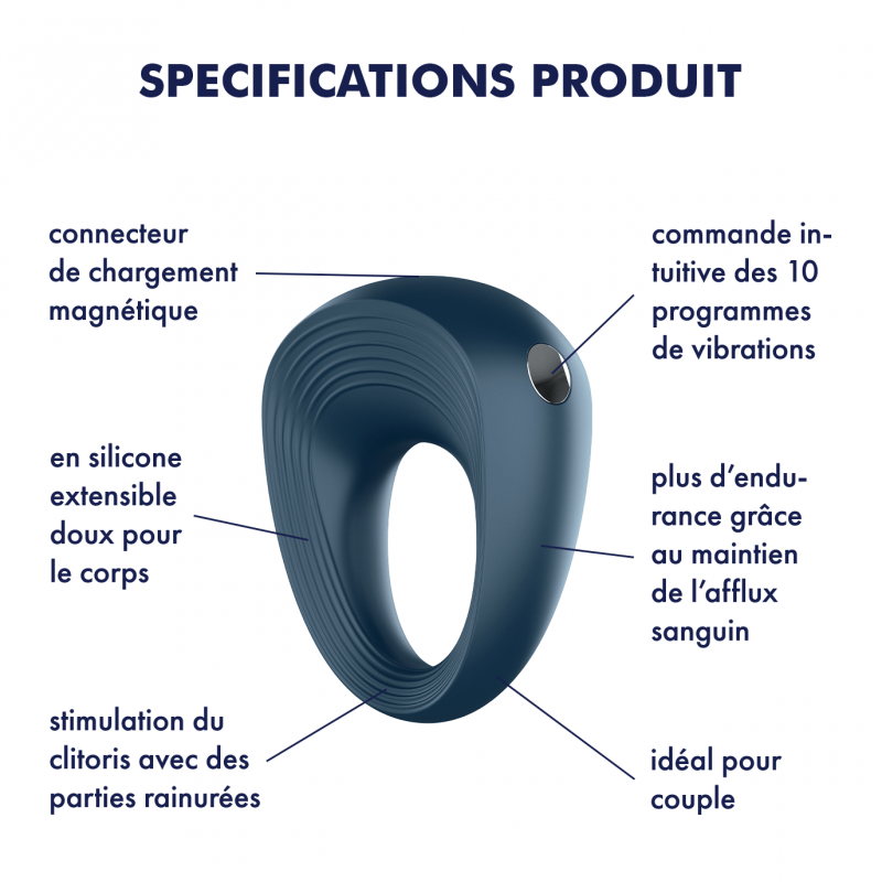 Anneau pénien Ring Satisfyer - Vibrations et endurance prolongée