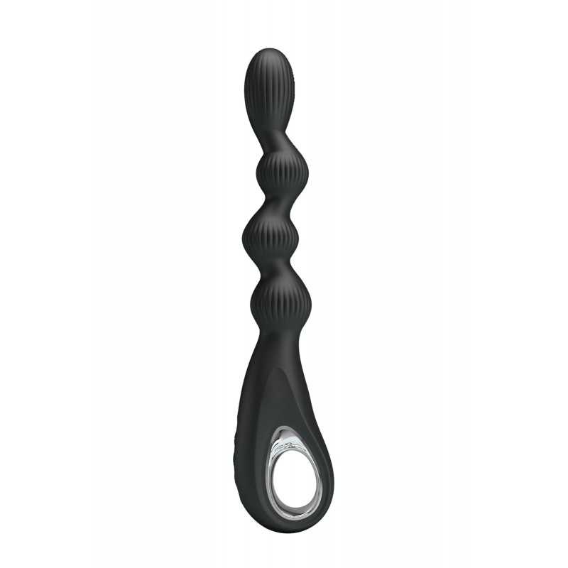 Chapelet anal vibrant | 12 vibrations, silicone doux noir