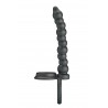 Double cockring anal à billes en silicone noir