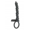 Double cockring anal à billes en silicone noir