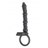 Double cockring anal à billes en silicone noir
