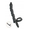 Double cockring anal à billes en silicone noir