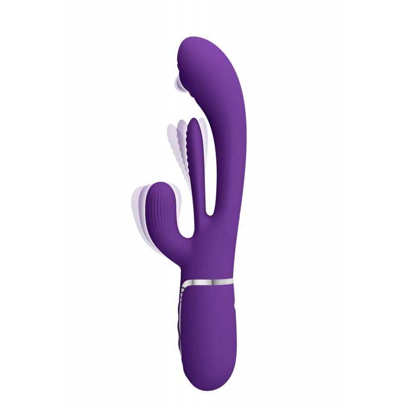 Vibromasseur Rabbit 3-en-1 silicone rechargeable violet
