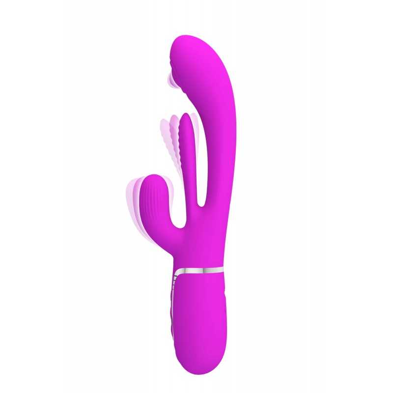 Vibromasseur Rabbit 3-en-1 silicone rechargeable violet