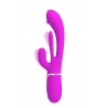 Vibromasseur Rabbit 3-en-1 silicone rechargeable violet