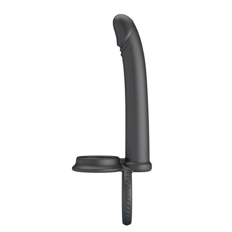 Double cockring avec gode anal silicone noir couple