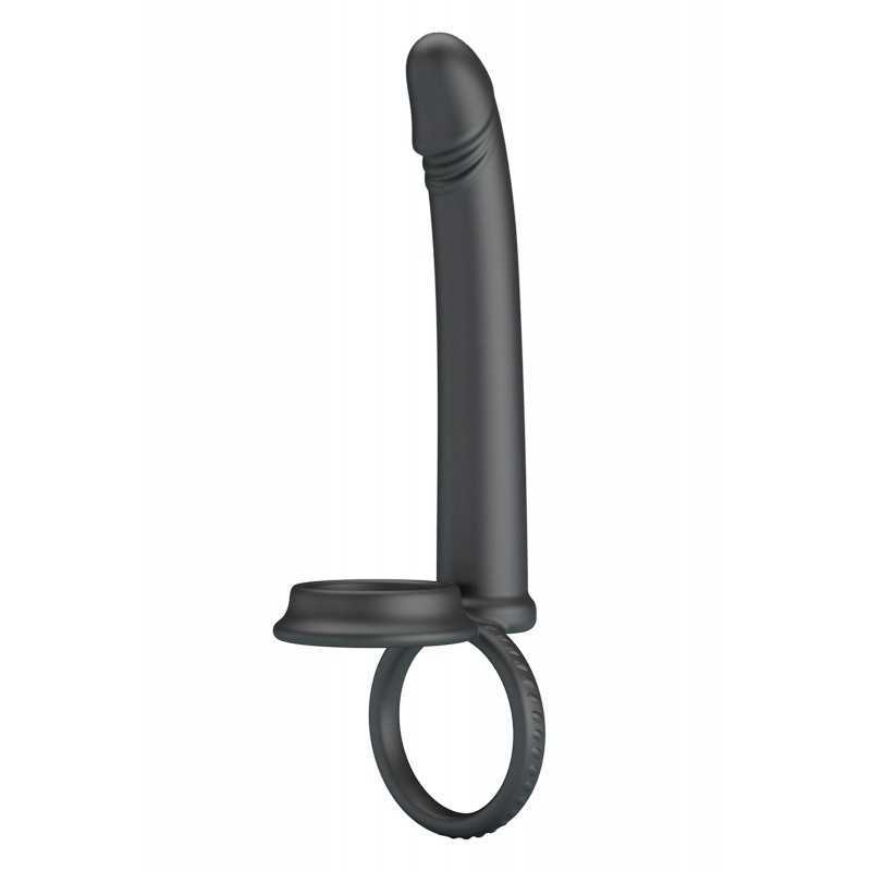 Double cockring avec gode anal silicone noir couple