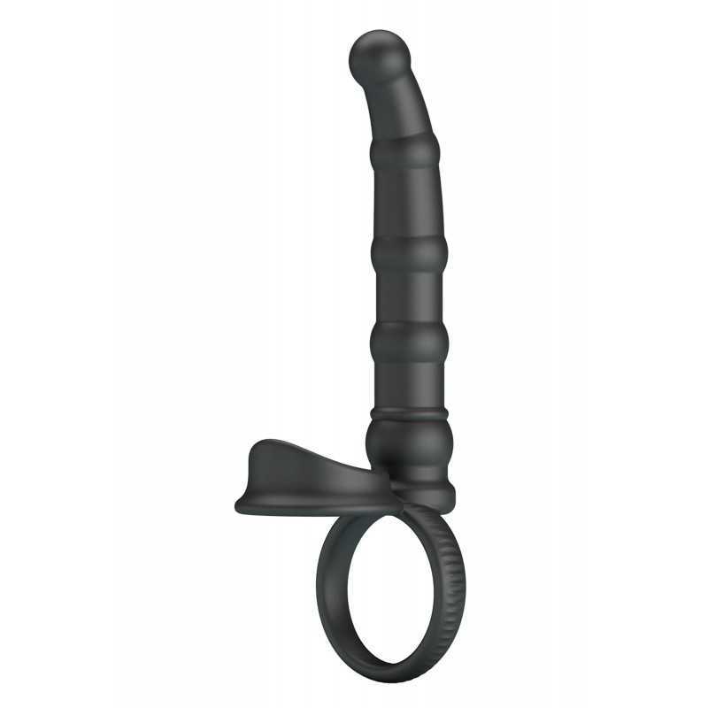 Double cockring vibrant avec gode anal