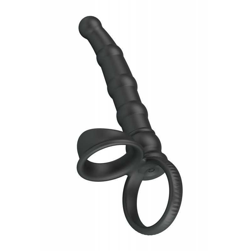 Double cockring vibrant avec gode anal