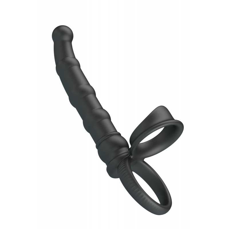 Double cockring vibrant avec gode anal