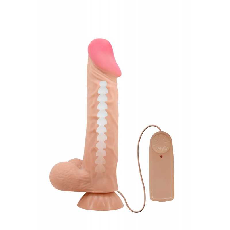 Gode vibrant réaliste à squelette 24 cm ventouse waterproof