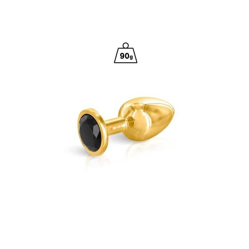 Plug Anal Doré avec Bijou Noir | Élégance et Plaisir Raffiné