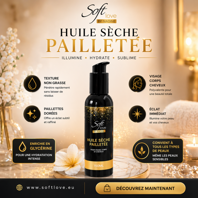 Huile Sèche Pailletée Soft Love : Éclat et Hydratation