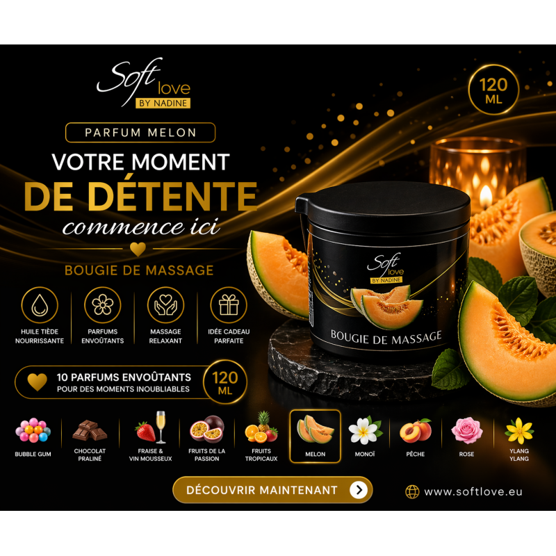 Bougie de Massage Soft Love : Hydratation et Relaxation