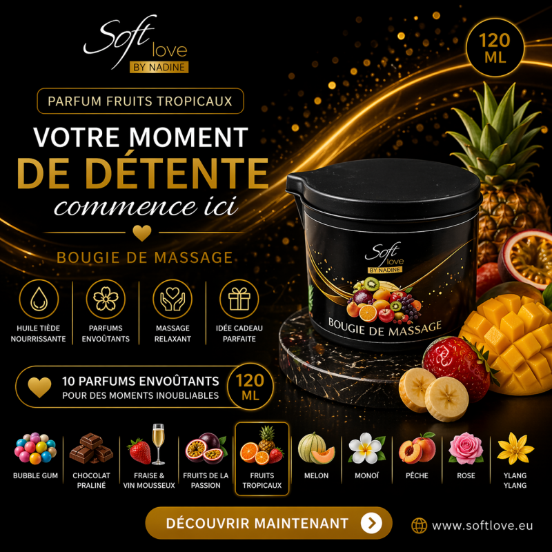 Bougie de Massage Soft Love : Hydratation et Relaxation