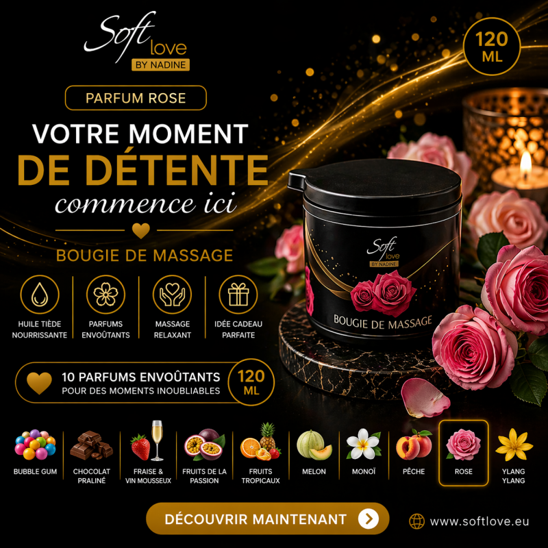 Bougie de Massage Soft Love : Hydratation et Relaxation