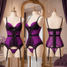 Corset Noir ou Mauve avec Dentelle - Élégance et Confort Soft Love