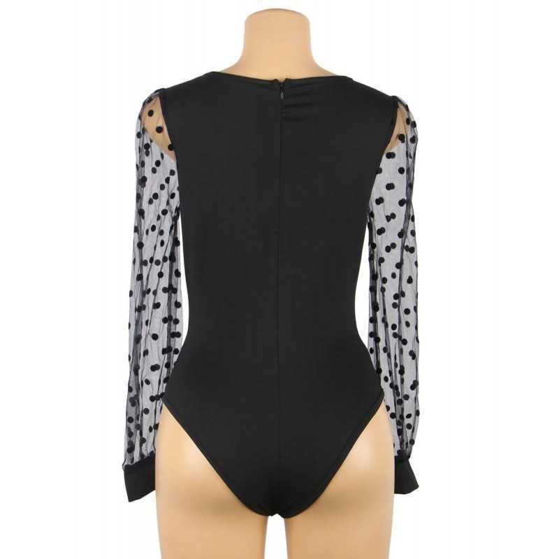 Body noir Chloé en dentelle avec manches longues élégantes