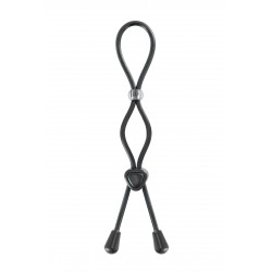 Cockring Ajustable Double Boucle Pénis et Testicules Noir