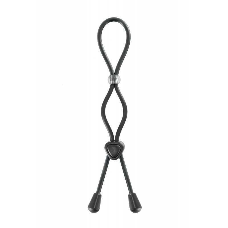 Cockring Ajustable Double Boucle Pénis et Testicules Noir