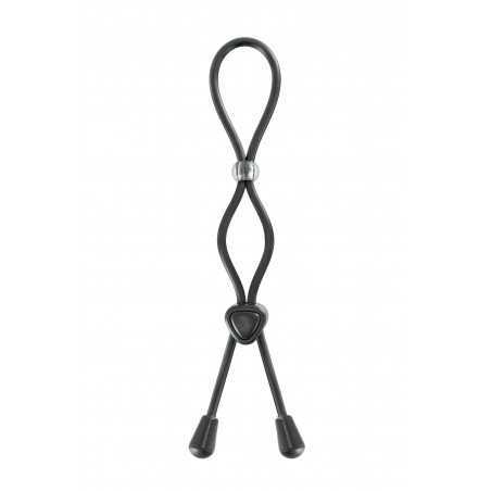 Cockring Ajustable Double Boucle Pénis et Testicules Noir