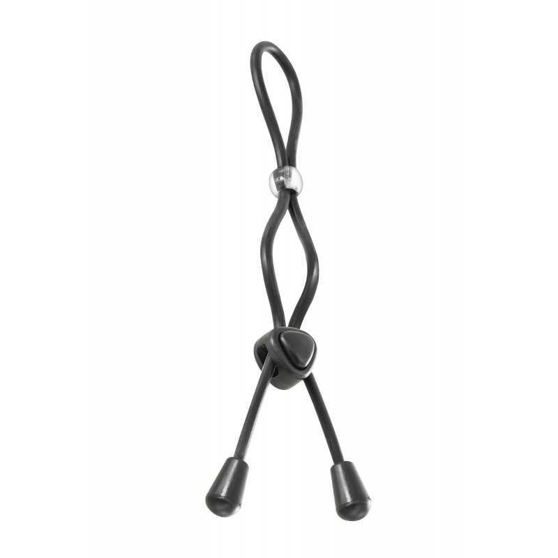 Cockring Ajustable Double Boucle Pénis et Testicules Noir