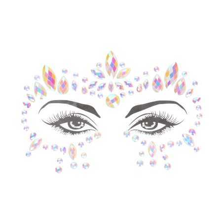 Bijoux adhésifs pour visage effet cristaux multicolores