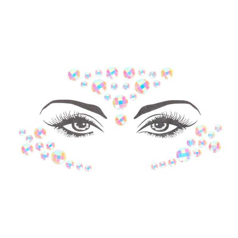 Bijoux adhésifs pour visage effet cristaux multicolores